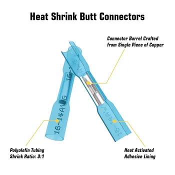 340 STK Heat Shrink Butt Stik Qibaok Crimp Elektrisk Ledning Stik Vandtæt Isoleret Butt Splice