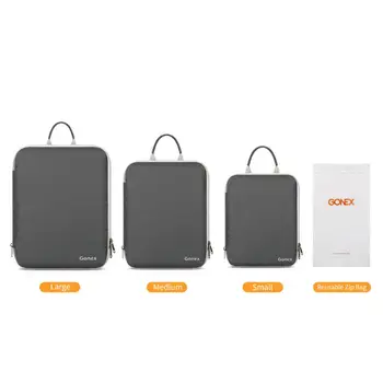 Gonex 3packs Blød Dobbelt Sidet Kompression Emballage Terninger Sæt med 4 Genanvendelige Poser, Tasker Bagage-Organizer Rejse opbevaringspose
