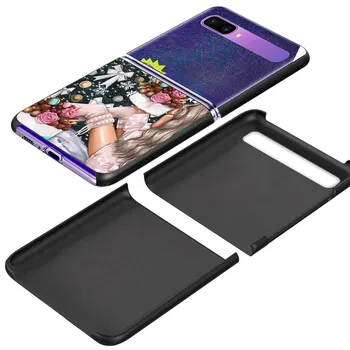 Fashion Girl juletræ PC taske Til Samsung Galaxy Z-Flip 5G Sort Hård Plast Telefon Coque Folde Og Opdeling Shell