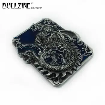 Bullzine zink legering Dragon bælte spænde blå emalje finish tin FP-02430-1 luksuriøse cowboy jeans gave spænde
