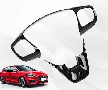 ABS Carbon Fibre Style Bil Styretøj Whell Cover Frame Trim Bil Styling Tilbehør til Ford Focus MK4 2019