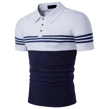 2017 ny sommer stil mænd short Polo shirt mode afslappet i Europæisk stil, farve stribe turn-down krave mænds polo shirt S-2XL