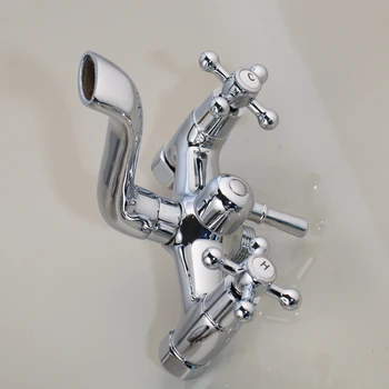 KEMAIDI Badekar brusebatteri med håndbruser Krom Solid Messing, forsølvet Finish Badeværelse Brusebad Sæt Regn brusehoved Tryk