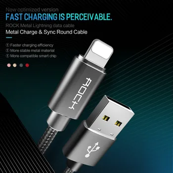 ROCK USB Kabel til iPhone Kabel-Hurtig Opladning til Belysning Kabel til iPhone XS Antal XR-X 8 7 6 5 Plus iPad, iOS