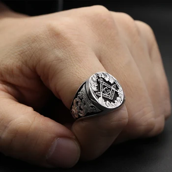 Frimurer Signet Hånd indgraveret Master Mason Symbol G Templar Frimureri Sterling Sølv Ring