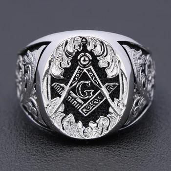 Frimurer Signet Hånd indgraveret Master Mason Symbol G Templar Frimureri Sterling Sølv Ring