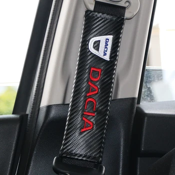 2stk Bil Carbon fiber Sikkerhedssele Pad Seat Cover Passer til Dacia Duster Logan Sandero 2 Mcv Sandero Biler Indvendigt Tilbehør