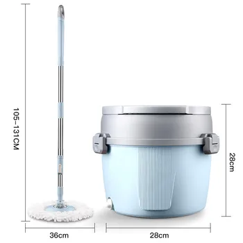 Spin Mop&Spand med 4 microfiber moppe hoveder Hånd fri Vask og Tør 2 i 1 Dovne Rengøring System Let Vride Metal Håndtag