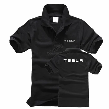 Nyt tøjmærke Mænd solid farve Tesla Polo Shirt Solid Kort Ærme Mænd Bomuld Polo Shirts, Casual toppe