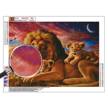2020 Meian Lion Fuld Pladsen Diamant Maleri Lion Cross Stitch Håndlavet Gave 5D DIY Diamant Broderi Dyr, Indretning Til Hjemmet Kit