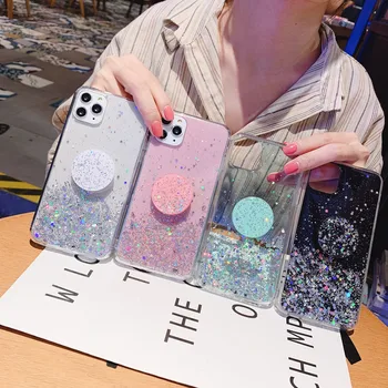 KONSMART Klar Glitter Tilfældet For Samsung M31 Mode Bling Silicium Soft-Phone Cover Til Samsung Galaxy M31 Cover Med Holder