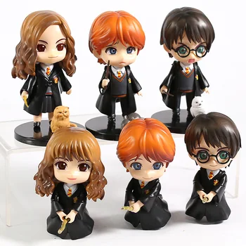 Hermione Granger, Ron Weasley og hermione Q Version PVC Figur Collectible Model Legetøj 6stk/et
