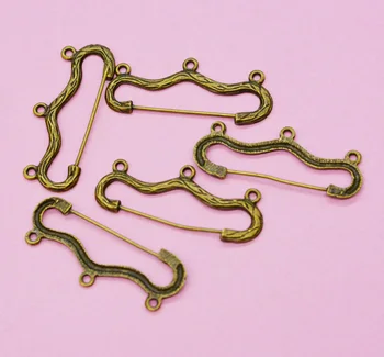 100pcs sikkerhedsnål med 3 sløjfer Guld - farve Sølv /Forgyldt broche pin-kode til charms