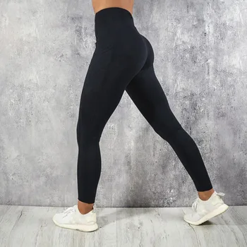 Kvinder sport leggings energi problemfri yoga bukser til fitness med høj talje, der kører riding workout fitness kvindelige sorte leggings løbere