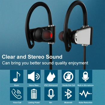 2020 Nye IPX7 Noise Cancelling Neckband Stereo Bluetooth Headset Trådløse Bluetooth Mobile Hovedtelefoner HD MIC For Fitness Running