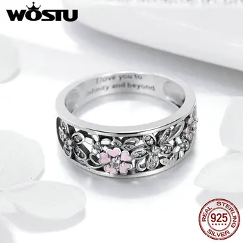 WOSTU Ægte 925 Sterling Sølv Mousserende Stabelbare Blomst 4mm Finger Ringe Til Kvinder Sølv Smykker Bryllup Part Gave DXR390