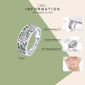 WOSTU Ægte 925 Sterling Sølv Mousserende Stabelbare Blomst 4mm Finger Ringe Til Kvinder Sølv Smykker Bryllup Part Gave DXR390