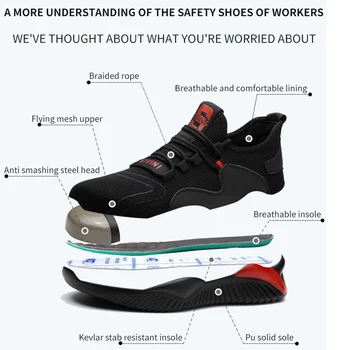 Drop Shipping Mænds tåkappe af Stål Beskyttende Arbejde Sko Udendørs Anti Smashing Sko Mænd Punktering Bevis Sikkerhed Sko Sneakers