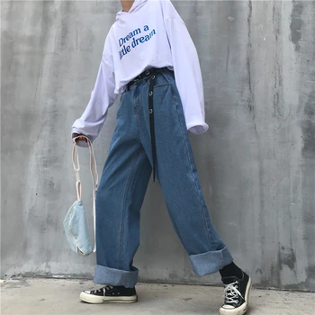2020 Høj Talje Jeans Bukser Kvinder 2019 Boyfriend Jeans For Kvinder Harajuku Denim Harem Bukser Damer Brede Ben Jeans Bukser