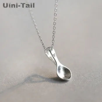 Uini-Hale hot nye 925 sterling sølv kærlighed ske halskæde gave til at spise varer kort halskæde mini søde mode flow-høj kvalitet