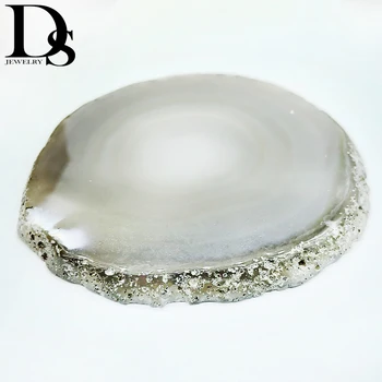8-10 cm Naturlige Agat Geode Skive adiabatisk Cup Mat Crystal Jade Plade Karneol Coaster Mineral Prøve borddekoration Gaver