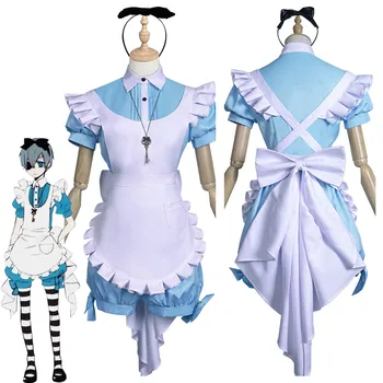 Black Butler Ciel Phantomhive Cosplay Kostume Stuepige Forklæde Kjole Uniform Udstyr Halloween, Karneval, Der Passer