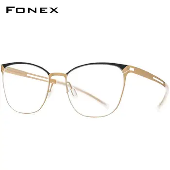 FONEX B Titanium Briller Ramme Mænd Pladsen Nærsynethed Optisk Recept Briller 2020 Blokeringsfri Silikone Skrueløs Brillerne 8527