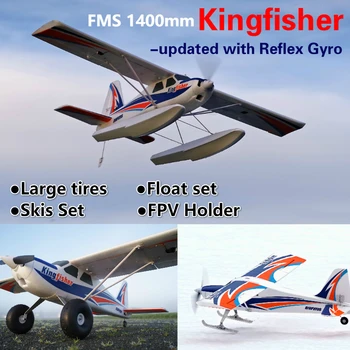 FMS 1400mm Kingfisher Træner Nybegynder Vand over Havet Sne Fly Med Flapper Flyder Ski Refleks Gyro RC Fly Model Fly Fly