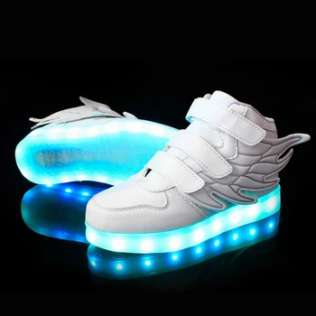 25-37 Størrelse / USB-opladning kurv Led børns sko med lys børn Gennemsigtig Drenge & Piger sneakers Glødende Sko