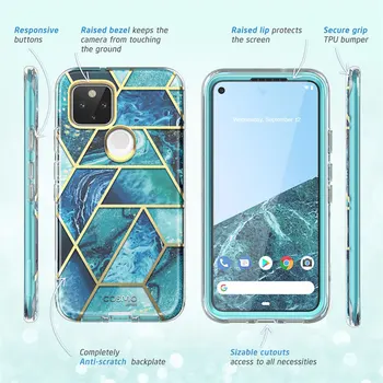 Jeg-BLASON For Google Pixel 5 Tilfælde (2020 Release) Cosmo Full-Body Glitter Marmor Bumper Cover med Indbygget Skærm Beskytter