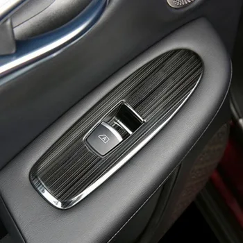 Tonlinker Indvendige Bil Windows Kontrolpanel Dække klistermærker til INFINITI QX50 2018-20 Bil Styling 4 STK Rustfrit stål Dækker