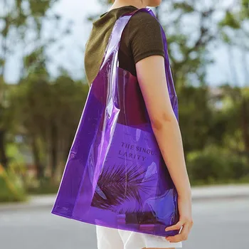 Nye Gennemsigtige Poser For Kvinder PVC Skulder Taske Vandtæt Plast Klar Stranden Totes Slik Jelly Shopping Taske Piger Håndtasker