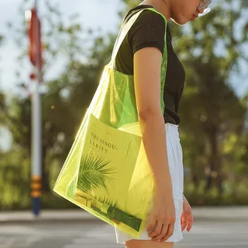 Nye Gennemsigtige Poser For Kvinder PVC Skulder Taske Vandtæt Plast Klar Stranden Totes Slik Jelly Shopping Taske Piger Håndtasker