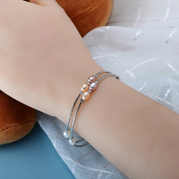 Mode Charme Dobbelt lag Armbånd Naturlige Ferskvands-Flerfarvet Perle Armbånd Perle Smykker til Kvinder bryllupsgave