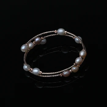 Mode Charme Dobbelt lag Armbånd Naturlige Ferskvands-Flerfarvet Perle Armbånd Perle Smykker til Kvinder bryllupsgave