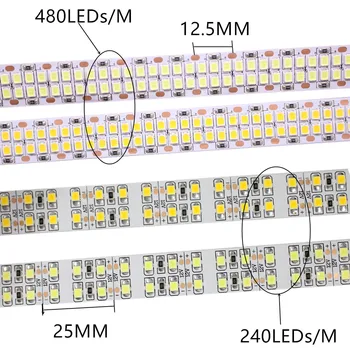1/2/3/4/5M LED Strip 2835 240LEDs/m 480LEDs/m DC12V Høj Lysstyrke 2835 Fleksibel LED-Lys Varm Hvid / Hvid 5m/masse