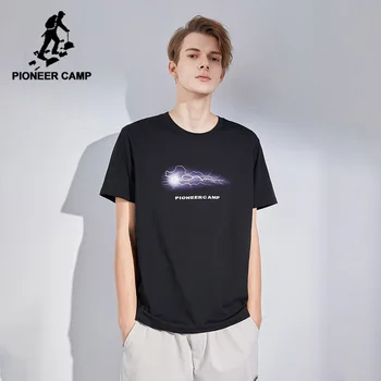 Pioneer Camp 2020 Streetwear Sommer T-Shirt Mænd Lyn Trykt i Bomuld Fashion Sort t-shirts til mænd ADT0223003L