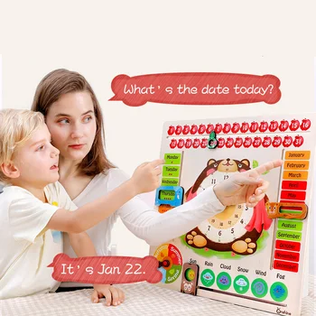 Børn, Træ-Kalender Ur Puslespil Legetøj Tangram Kognitive Digital Ur Digital Træ Ur Puslespil Legetøj Uddannelse Forældre-Barn-Toy