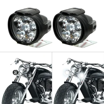 2stk 6 LED Motorcykel Lys Forlygte Forsamling 10W 1000LM+Skift Universel Scooter Tåge Spotlight Hvid 6000K Bilen DRL Lampe
