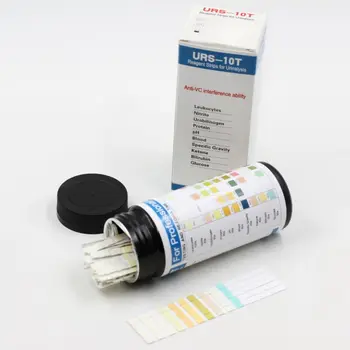 100 Strimler URS-10T Urinanalyse Reagens Strimler 10 Parametre Urin Test Strip Leukocytter, Nitrit, Urobilinogen, Protein, pH, Bloo