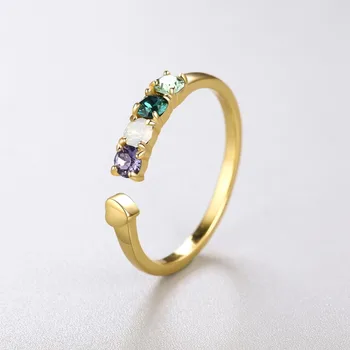 LEKANI Mærke Farverige Perler Krystaller Fra Swarovski Real S925 Sølv Åbne Ringe Resizable Guld Farve Smykker Til Kvinder Bryllup