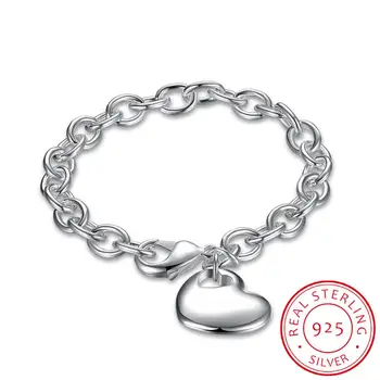 LEKANI 925 Sterling Sølv Solid Hjerte Vedhæng Armbånd Til Kvinde, Bryllup, Engagement Mode Charme Party Smykker