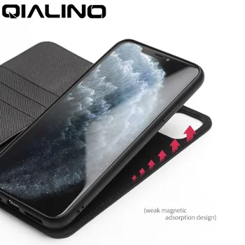 QIALINO Ægte Læder taske til iPhone, 11 Pro XS-XR-X XS Max 7 8 Plus SE2 2020-Kort Slot Flip Magnetiske Bil telefonholder