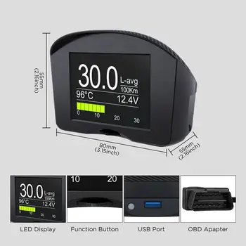 AUTOOL X50Plus Multi-Funktion Bil OBD Smart Digital Meter Alarm Vand Temperatur Måler Digital Spænding Hastighed Meter Display