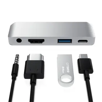 USB-C-Hub-Adapter med USB-C TYPE C PD Opladning 4K-HDMI-USB 3,0-3,5 mm Hovedtelefoner til iPad Pro 2018 til MacBook Pro Udvide Dock