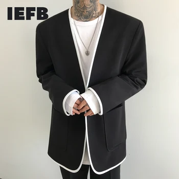 IEFB herretøj 2021 Forår Mode Nye klæder Mandlige Løs i Stor Størrelse V Krave Enkelt Knap Blazere koreanske kjole Med Lommer 9Y87