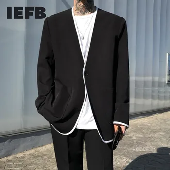 IEFB herretøj 2021 Forår Mode Nye klæder Mandlige Løs i Stor Størrelse V Krave Enkelt Knap Blazere koreanske kjole Med Lommer 9Y87