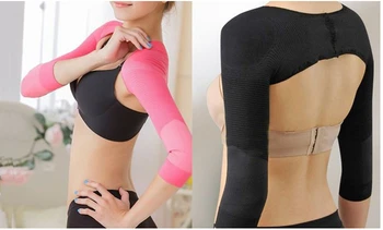 Kvinder Pink Anti Cellulite Slankende Arm Compression Sleeves Wrap Dame Skulder Slank Shaper