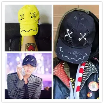 KPOP G-Dragon Pins Indretning Baseball Cap solhat Hul Design PEACEMINUSONE Fans Samling t9