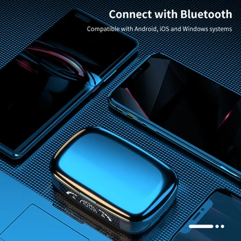 TWS Bluetooth Hovedtelefoner Touch Kontrol Trådløse Hovedtelefoner med Mikrofon, Hovedtelefon Hifi Ørestykket til Iphone Samsung Telefon